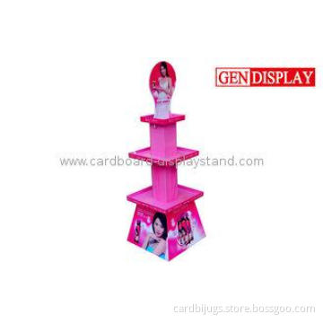 Pink Makeup Cosmetic Display Stands For Advertising , 4c Fu